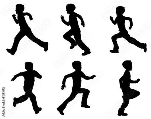 kid running silhouettes - vector