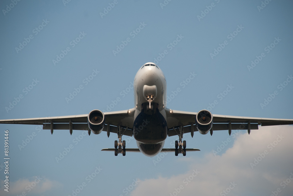 Fototapeta premium Flugzeug im Landeanflug