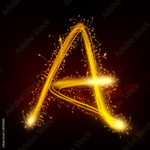 3d sparkler firework letter A