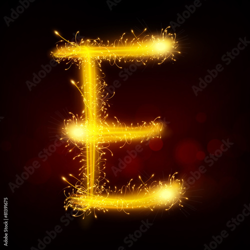 3d sparkler firework letter E
