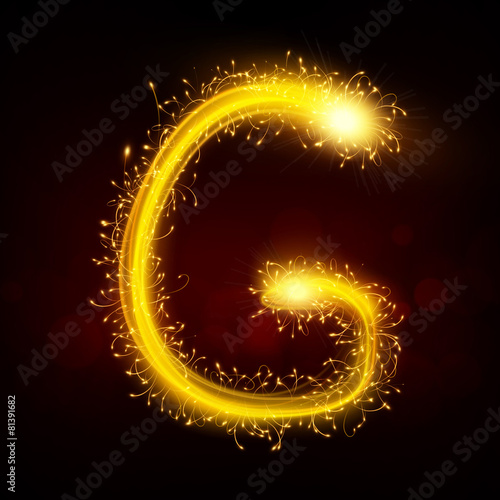 3d sparkler firework letter G