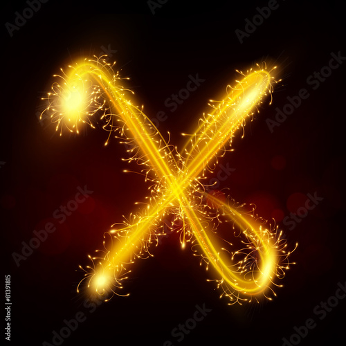 3d sparkler firework letter X