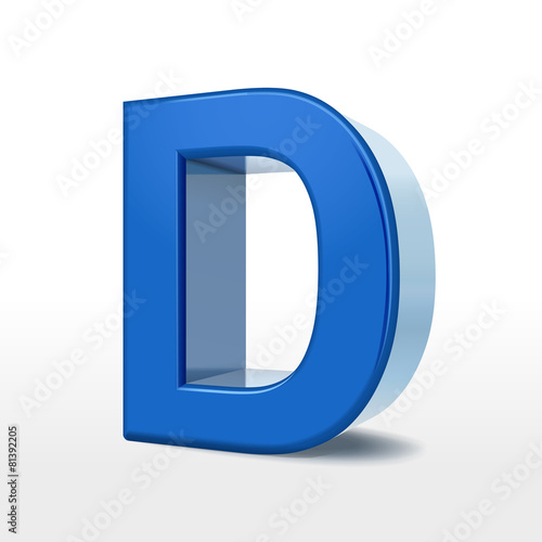 3d blue alphabet D