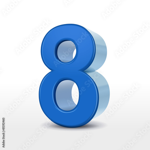 3d blue number 8