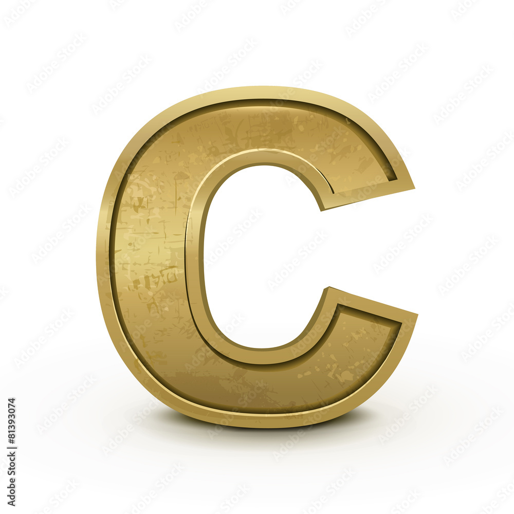 3d retro golden letter C 3d retro golden letter C