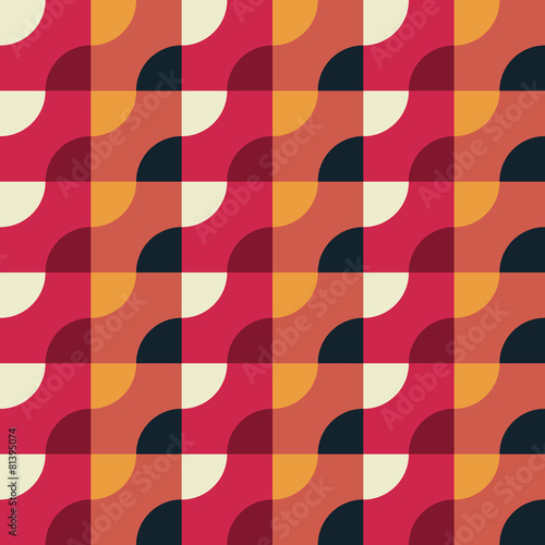 Retro Geometric Red Pattern. Vector seamless background
