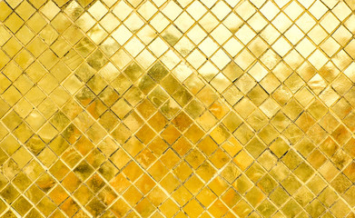 Glossy Gold mosaic tile wall, texture background