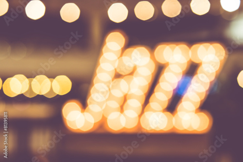 abstract blur bokeh in jazz word,music background,vintage filter photo