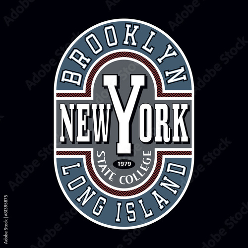 Brooklyn State College T-shirt Typography Graphics, Vector Illus