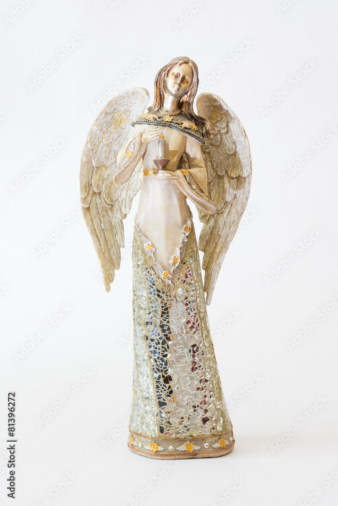 ceramic statue of an angel with cracked glass