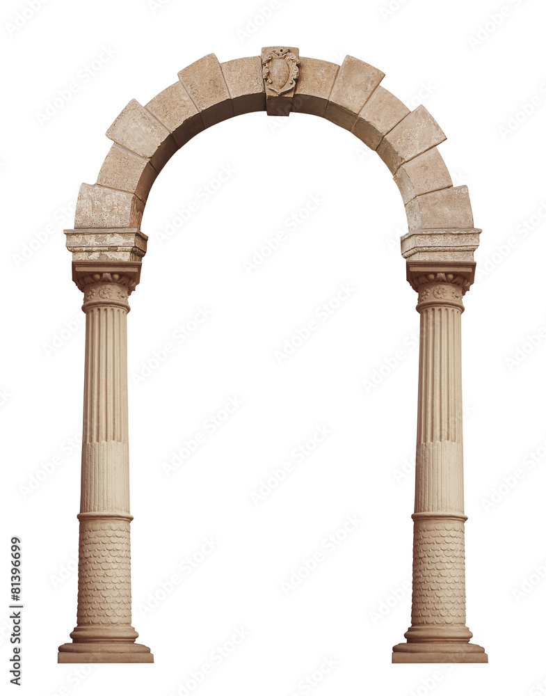 Fototapeta premium Beautiful antique arch isolated on white background