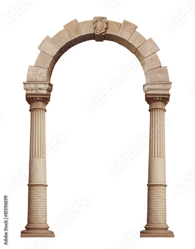 Slika na platnu Beautiful antique arch isolated on white background