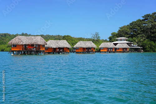 Tropical resort over the water with bungalows