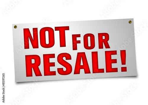 Not for Resale Schild
