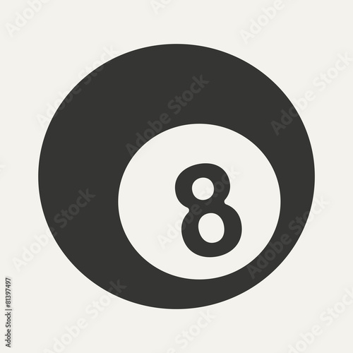Flat in black and white mobile application pool ball