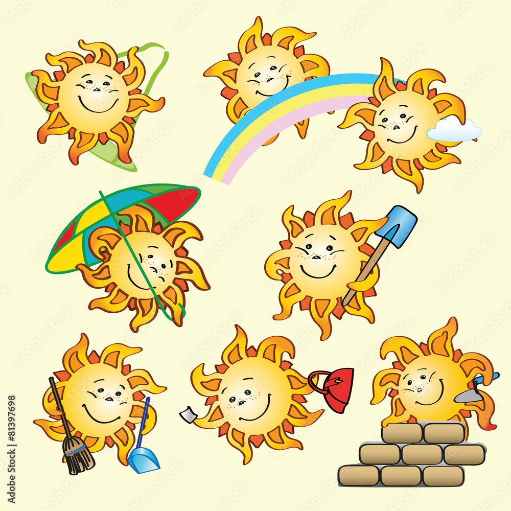 Sunny-workers vector set