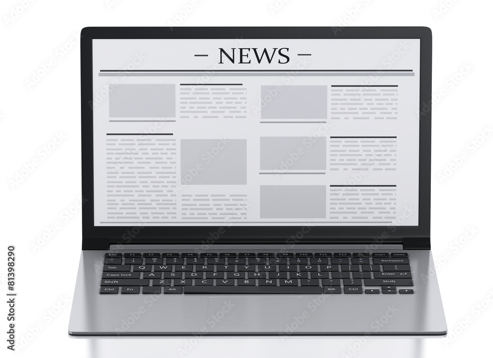 3d Laptop with news. Media concept 3d Laptop with news. Media concept