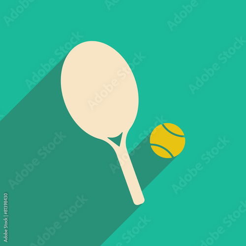 Flat with shadow icon and mobile applacation tennis