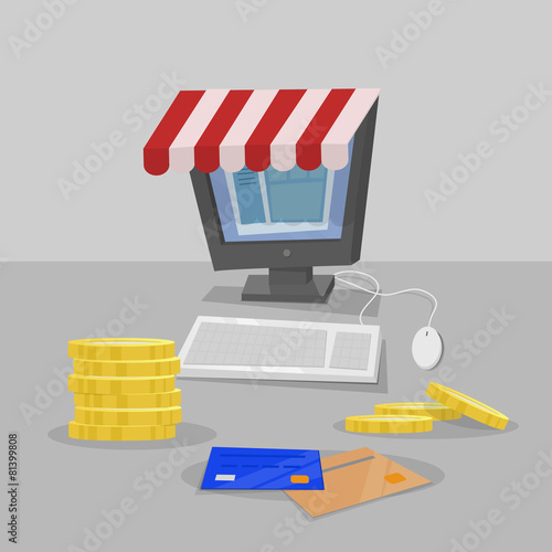 Shopping online. Computer