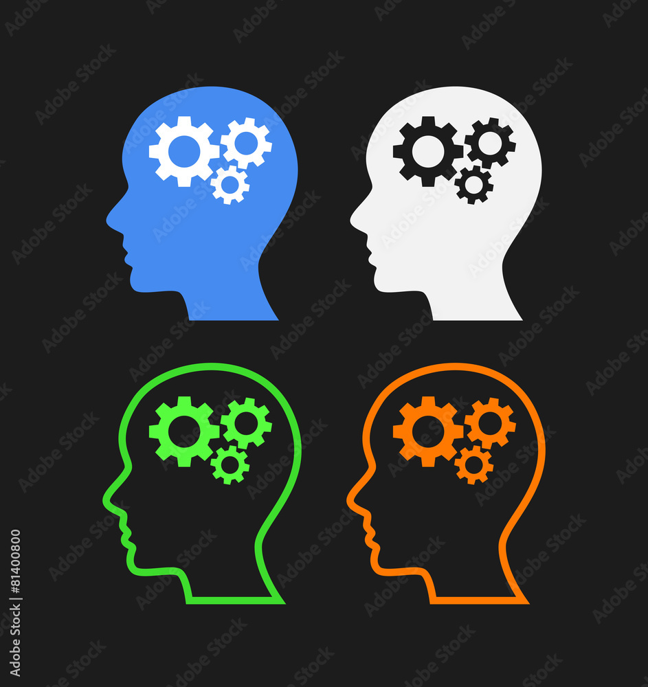 Human heads with gears Human heads with gears