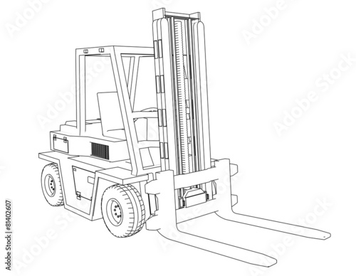 Drawing Forklift on a white background