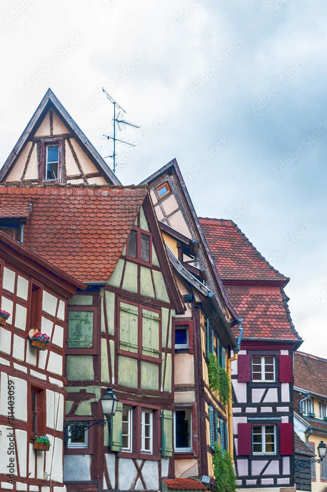 strange half timbered houses in alsace