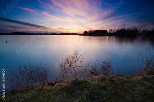 Long exposure lake at sunset