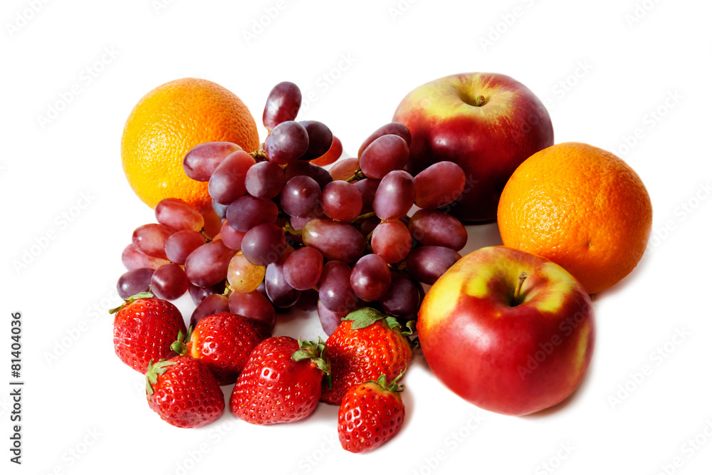Fresh fruits and berries isolated on white Fresh fruits and berries isolated on white