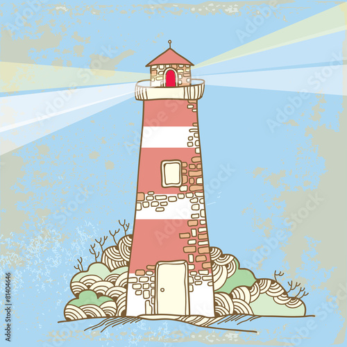 Lighthouse on a textured background
