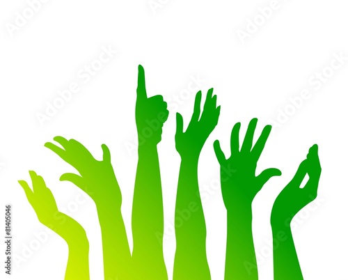comunità, verde, blu, mani, braccia