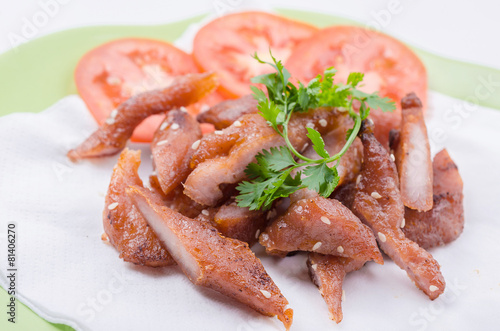 fried pork with white sesame seeds