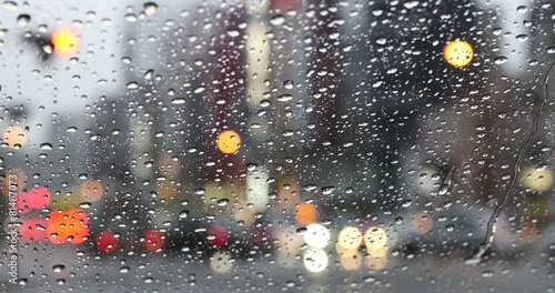 City commuters in rain