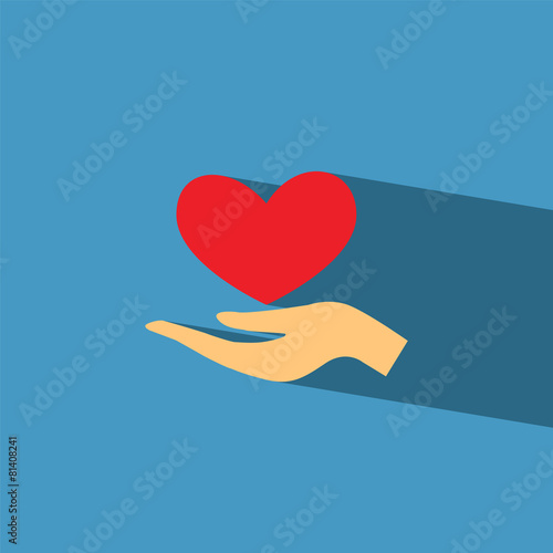 hand give heart flat icon  vector illustration eps10