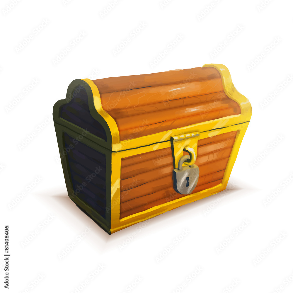 Realistic icon of treasure chest isolated Realistic icon of treasure chest isolated