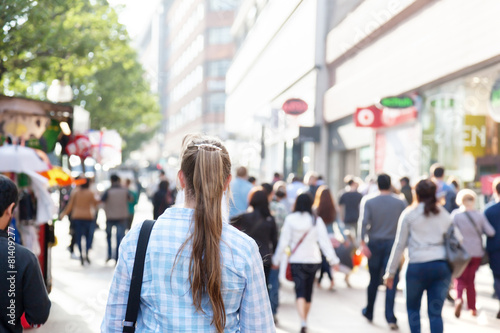 young woman on street of London