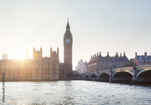Big Ben and Westminster at sunset  London  UK