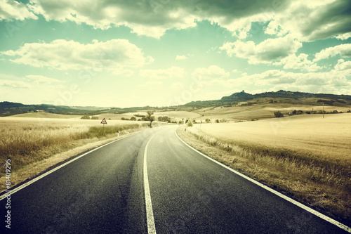 asphalt road in Tuscany Italy