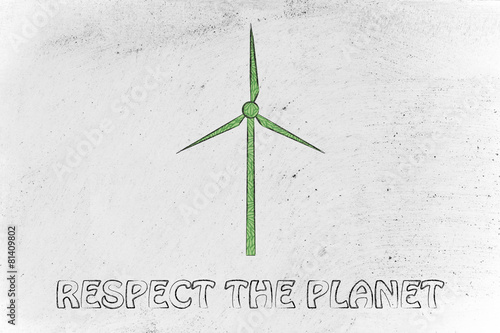 alternative energy: illustration of wind turbine made of leaves © faithie