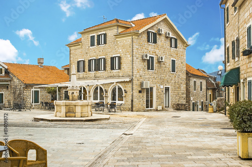 Belavista Square with the medieval fountai, Herceg Novi, Montene photo