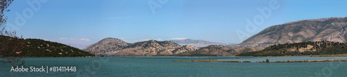 Mountains near lake in Albania. Panorama. © merlin74