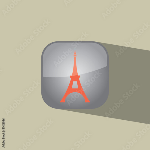eifel tower button icon flat  vector illustration eps10