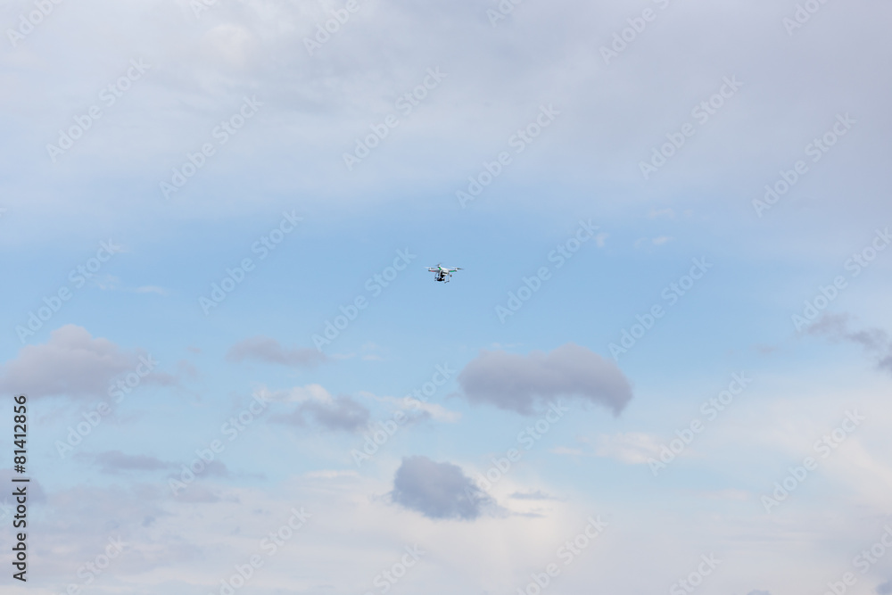 Small drone above the field