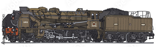 Old steam locomotive, vector illustration
