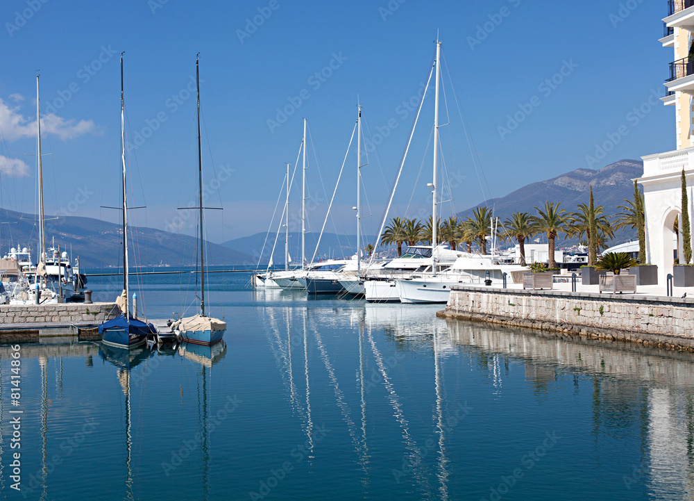 yachts in the marina Porto Montenegro