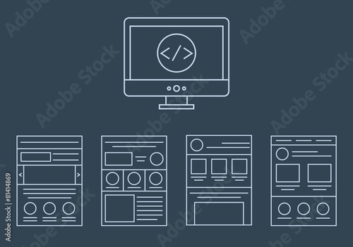 vector collection of web development icons - html, css, tags and