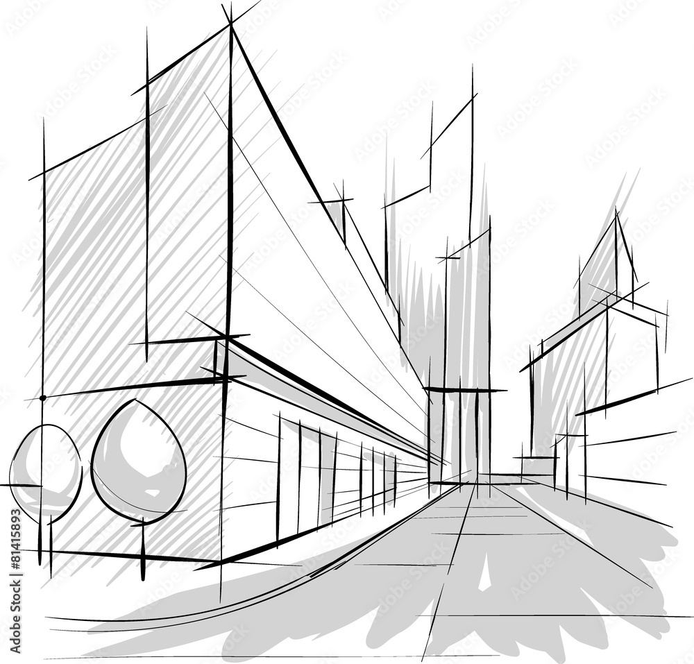 architecture-sketch-of-building-stock-vektorgrafik-adobe-stock