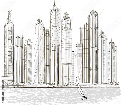 Architecture sketch, City landscape