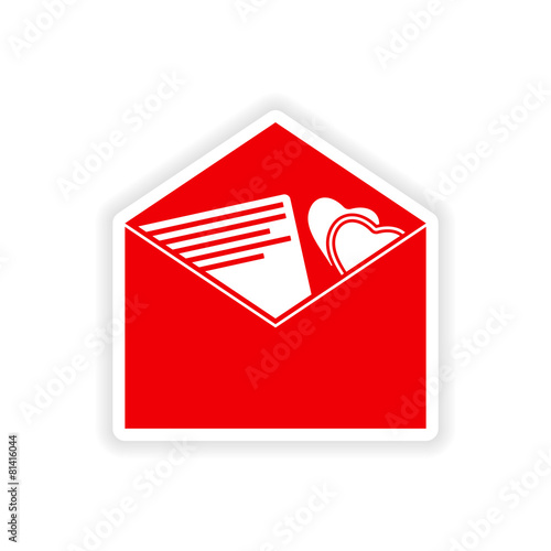 icon sticker realistic design on paper envelope invitation