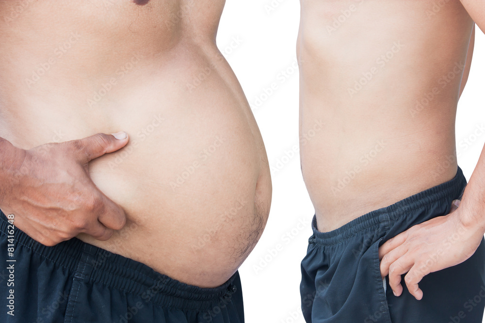 Naklejka premium before and after man fat and slim body