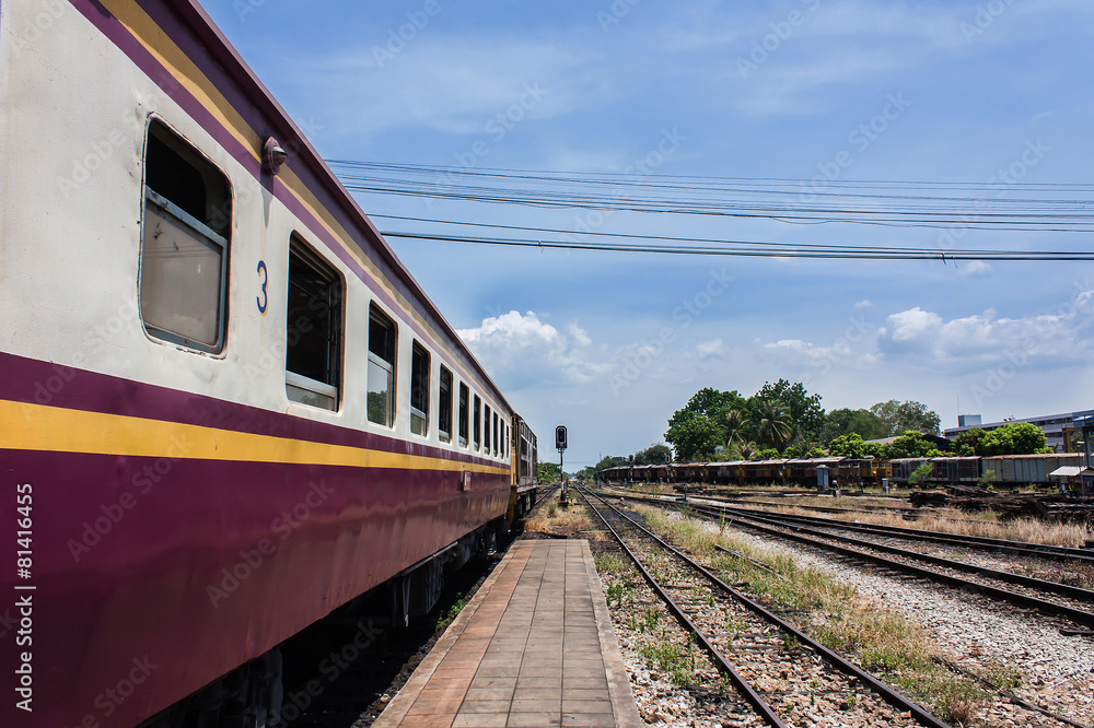 Fototapeta premium Train stop in railway station